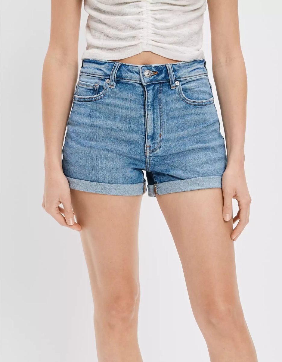 Shorts American Eagle AE Stretch Denim Mom Indigo Femme | OXT-23158550